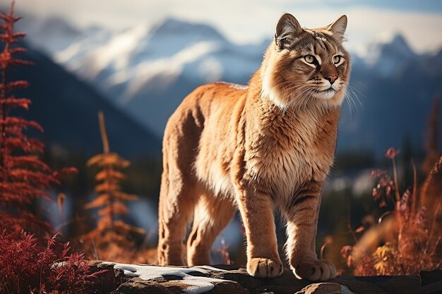 Ein Puma in den Rocky Mountains unter dem Mondlicht