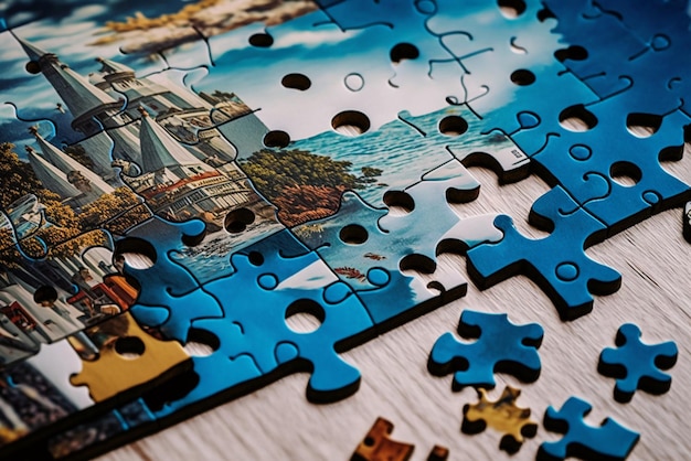 Ein Puzzle von oben nach unten zeigt die Puzzleteile auf attraktive Weise