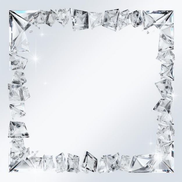 Ein quadratischer Rahmen aus Diamanten auf weißem Hintergrund