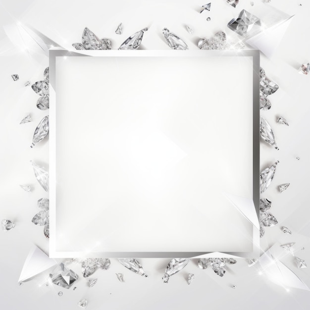 ein quadratischer Rahmen, der von Diamanten auf weißem Hintergrund umgeben ist
