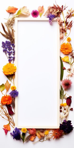 ein Rahmen aus Blumen mit einem Rahmen, auf dem „Blumen“ steht.