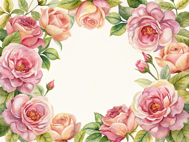ein Rahmen von Rosen mit einem runden Rahmen