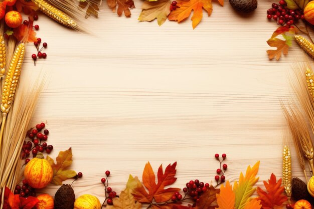 Foto ein rand aus herbstblättern und beeren auf weißem hintergrund.