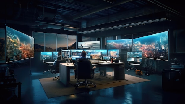 Ein Raum mit einem großen Bildschirm, auf dem „Call of Duty“ steht