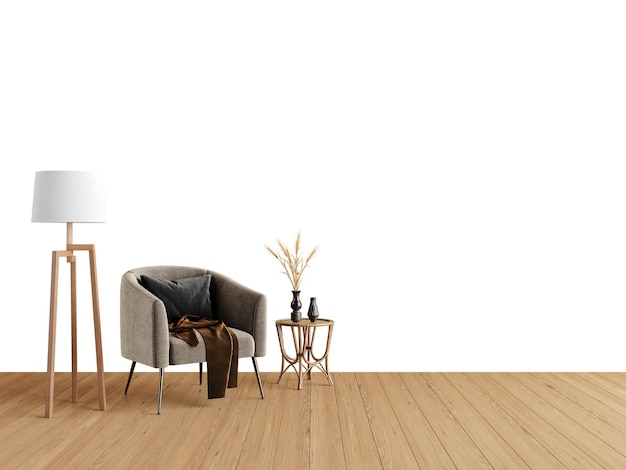 ein Raum mit einer Lampe und einer Lampe auf einem Tisch