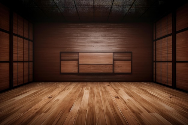 Ein Raum mit Holzwänden und Holzboden