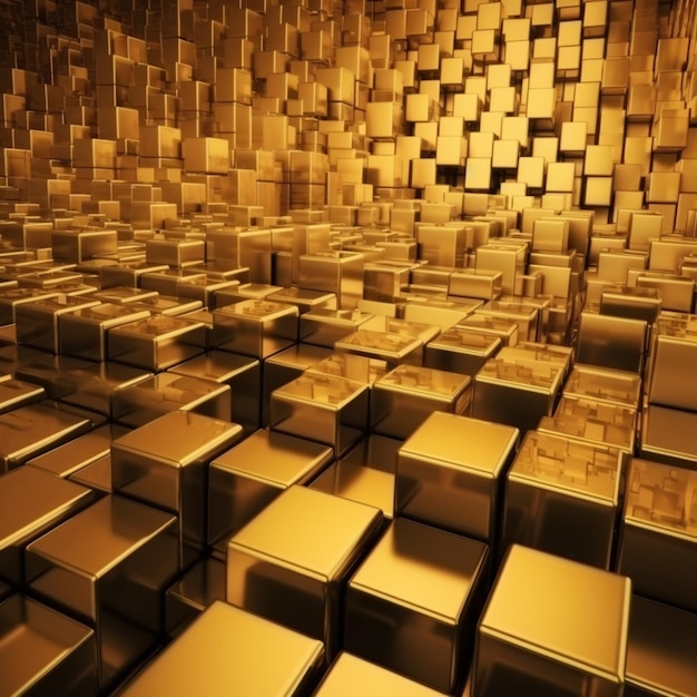 Ein Raum voller Goldwürfel und jede Menge Kisten