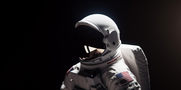 Ein Raumanzug mit schwarzem Visier und weißem Helm