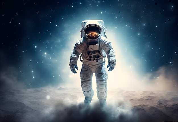 Ein Raumfahrer oder Astronaut auf dem Mond