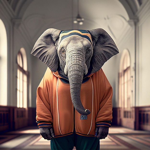 Foto ein realistischer elefant in einem sportlichen workout-outfit