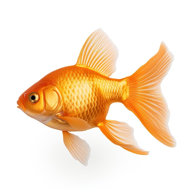 Ein realistischer Goldfisch auf weißem Hintergrund