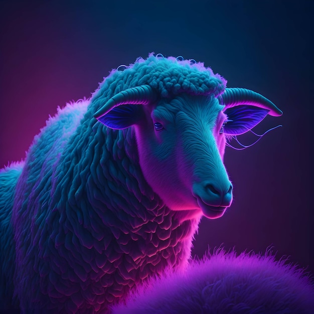 ein realistischer Schaf-Neon-Effekt im Hintergrund