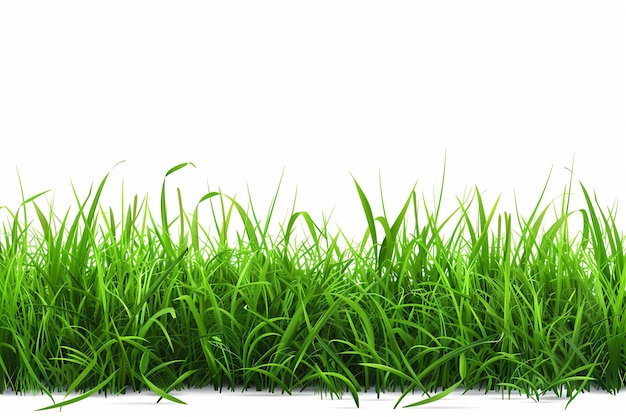 Ein realistisches grünes Grasfeld, isoliert auf weißem Hintergrund
