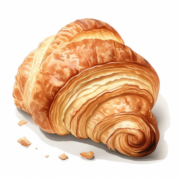 Ein realistisches Ölporträt eines veralteten Croissants mit Krümeln