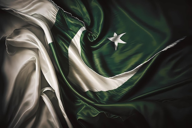 Ein realistisches Ölgemälde der digitalen Kunstillustration der pakistanischen Flagge