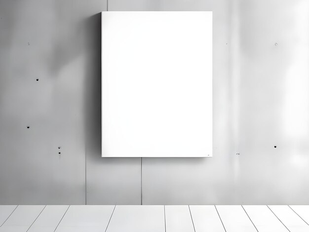 Ein realistisches, weißes, leeres Rahmen-Mockup-Poster an einer Betonwand