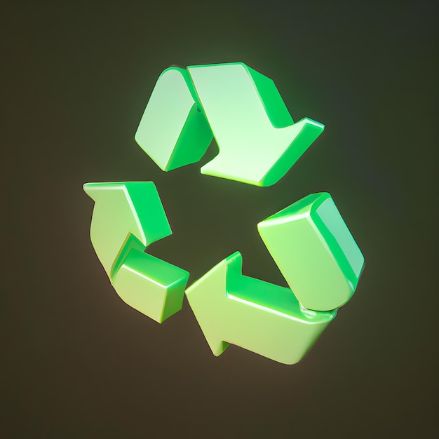 Ein Recycling-Schild mit dem grünen Pfeil, der nach links zeigt