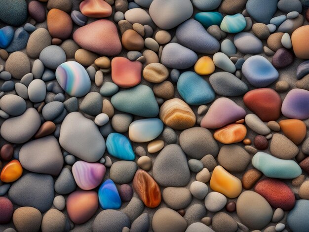 Foto ein regenbogen aus felsen am strand bei sonnenuntergang, der einen strand beim sonnenuntergänge zeigt