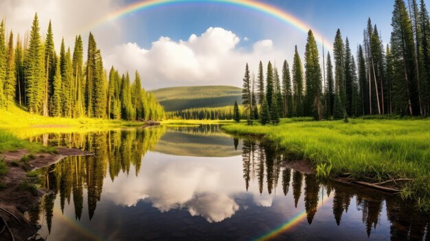 Ein Regenbogen über einem Fluss