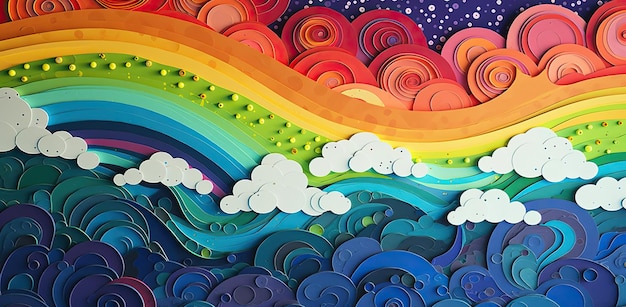 ein Regenbogen verschiedener Farben im Stil von Stipple