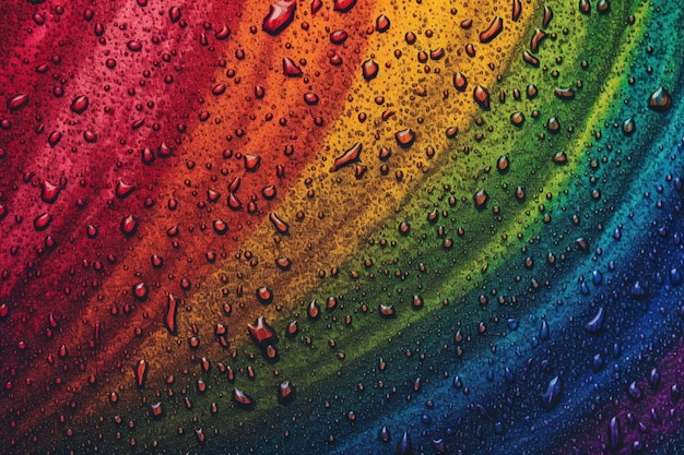 Ein regenbogenfarbener Hintergrund mit Wassertropfen darauf