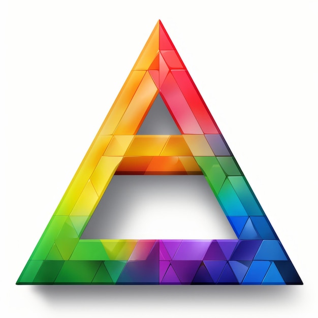 Foto ein regenbogenfarbenes dreieck auf weißem hintergrund