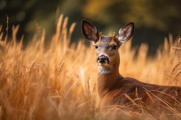 Ein Reh auf dem Feld