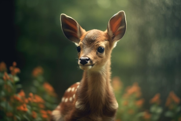 ein Rehbaby mit großen Ohren