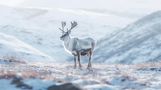 Ein Rentier inmitten einer verschneiten Landschaft Generative Ai