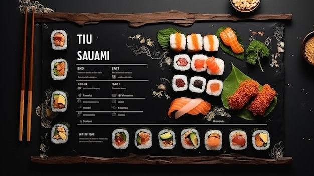 Foto ein restaurant-menübuch für sushi, japanisches essen