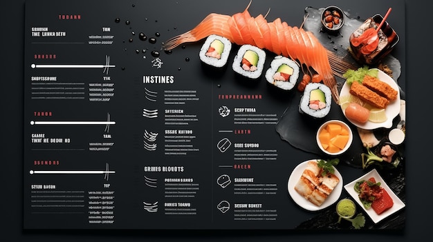 Ein Restaurant-Menübuch für Sushi, japanisches Essen