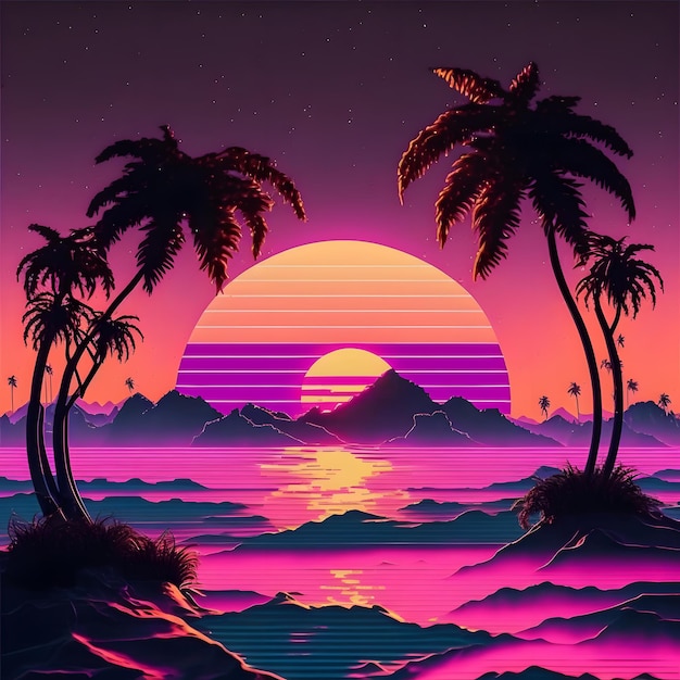 Ein Retro-Poster für ein Musikvideo namens The Sun