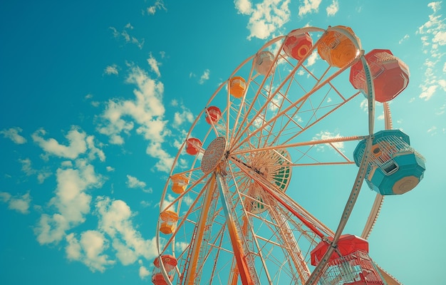 Ein Riesenrad mit Blick von unten