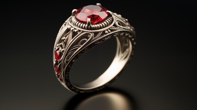 ein Ring mit einem roten Stein