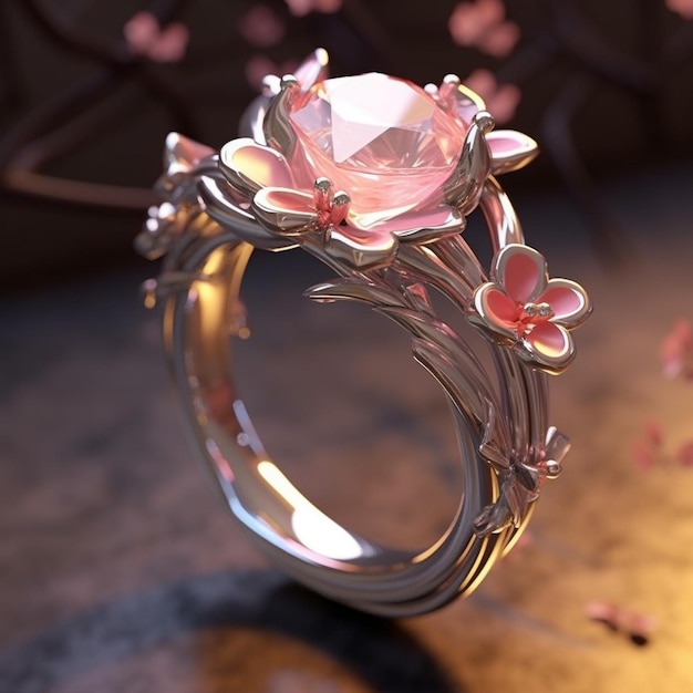 Ein Ring mit einer rosa Blume darauf