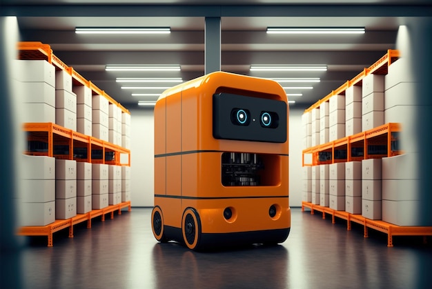 Ein Roboter, der in der Farbe orange ist