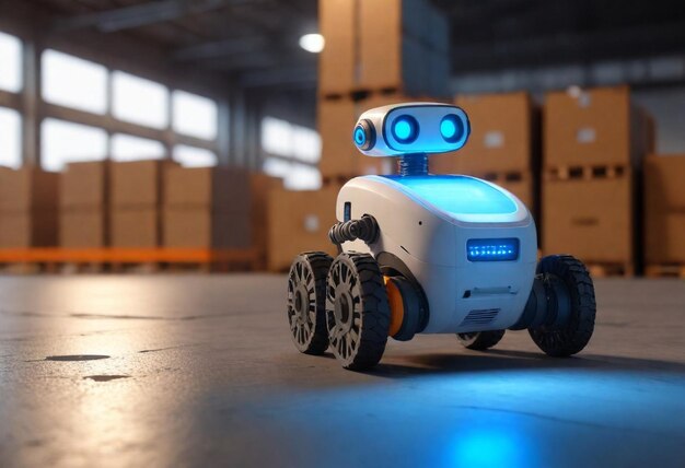 Foto ein roboter mit blauem gesicht sitzt in einer umkleidekabine