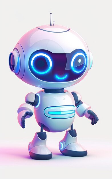 ein Roboter mit blauen Augen und einem blauen Licht auf seinem Gesicht