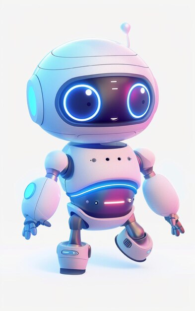 ein Roboter mit blauen Augen und einem blauen Licht auf seinem Gesicht