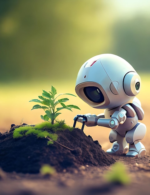 Ein Roboter mit Blume