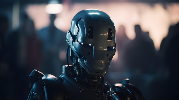 Ein Roboter mit einem Gesicht, auf dem „Iron Man“ steht