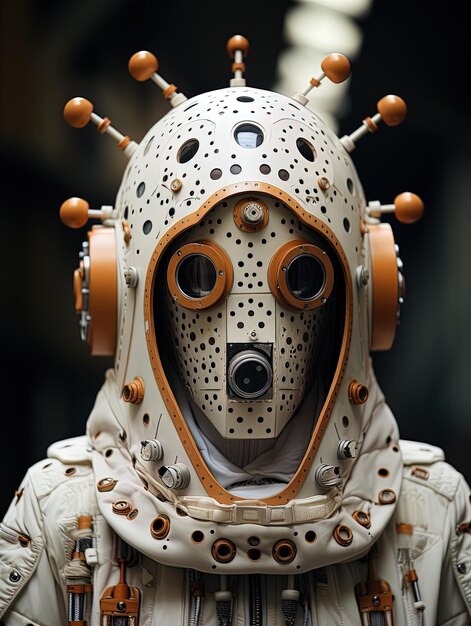ein Roboter mit einem Robotergesicht und einer Maske, auf der steht Roboter