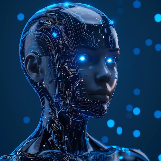 ein Roboter mit offenen Augen und den Wörtern Cyber Quote auf der Rückseite