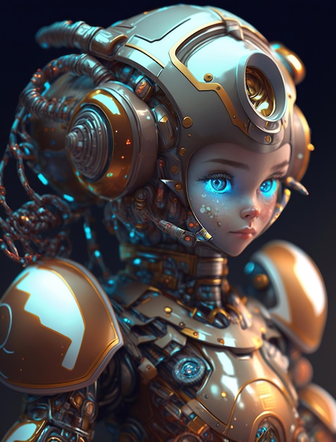 Ein Roboter-Spacegirl in einem modischen Raumanzug Generative KI