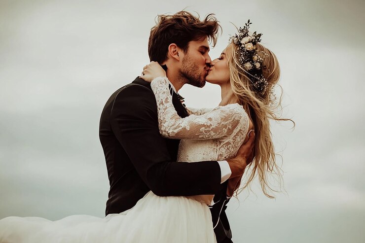 Foto ein romantischer hochzeitsmoment am strand