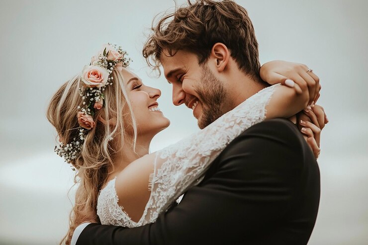 Foto ein romantischer hochzeitsmoment am strand