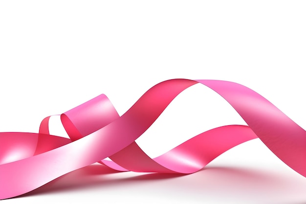 Ein rosa Band mit dem Wort Brustkrebs darauf