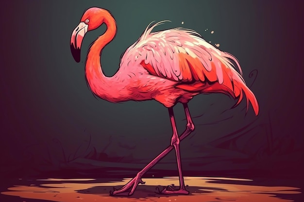 Foto ein rosa flamingo mit grünem hintergrund.