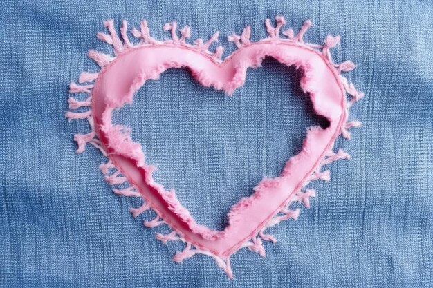 Ein rosa Herz mit einem Loch darin wurde von einer Frau angefertigt.