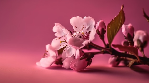 Ein rosa Hintergrund mit Blumen darauf